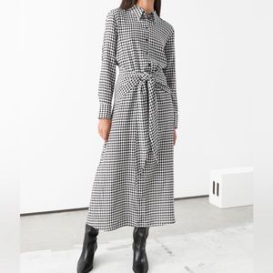 NWT & Other Stories Gingham Waist Tie Midi Dress